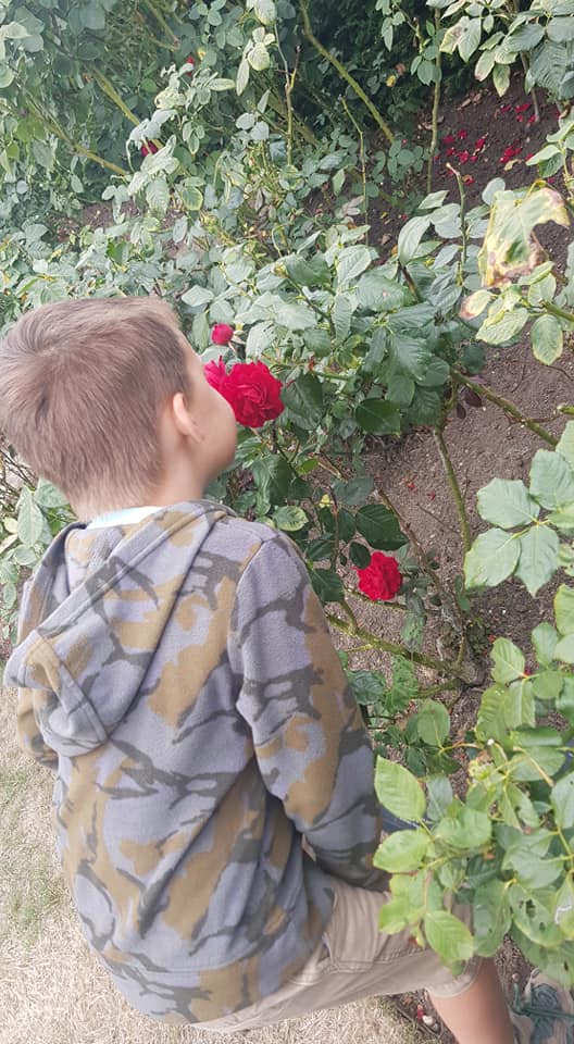 smelling roses