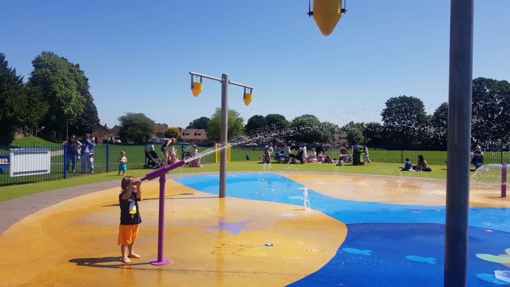 water gun at the splash park in Dunstable 