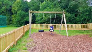 Tire swings at the play park 